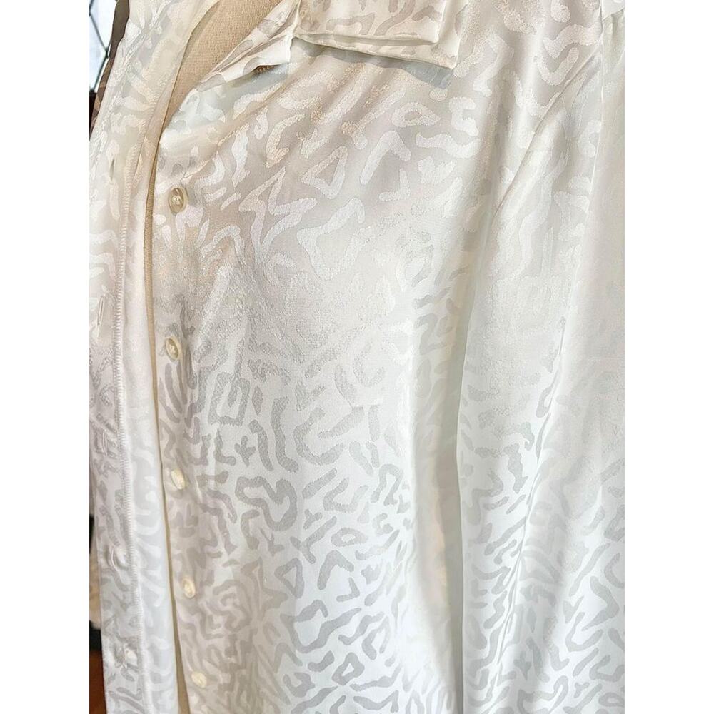 Vintage 80’s Satin Abstract Leopard Print Blouse - image 7